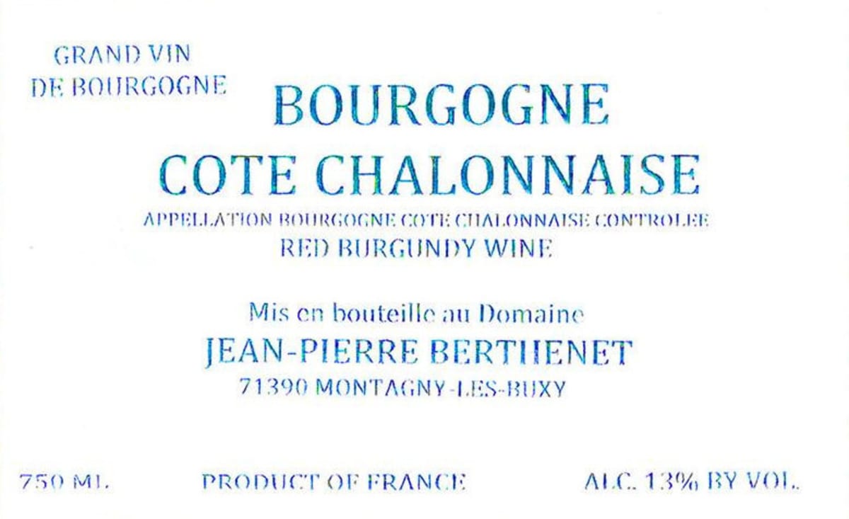 Domaine Berthenet Bourgogne Cote Chalonnaise 2014 Front Label