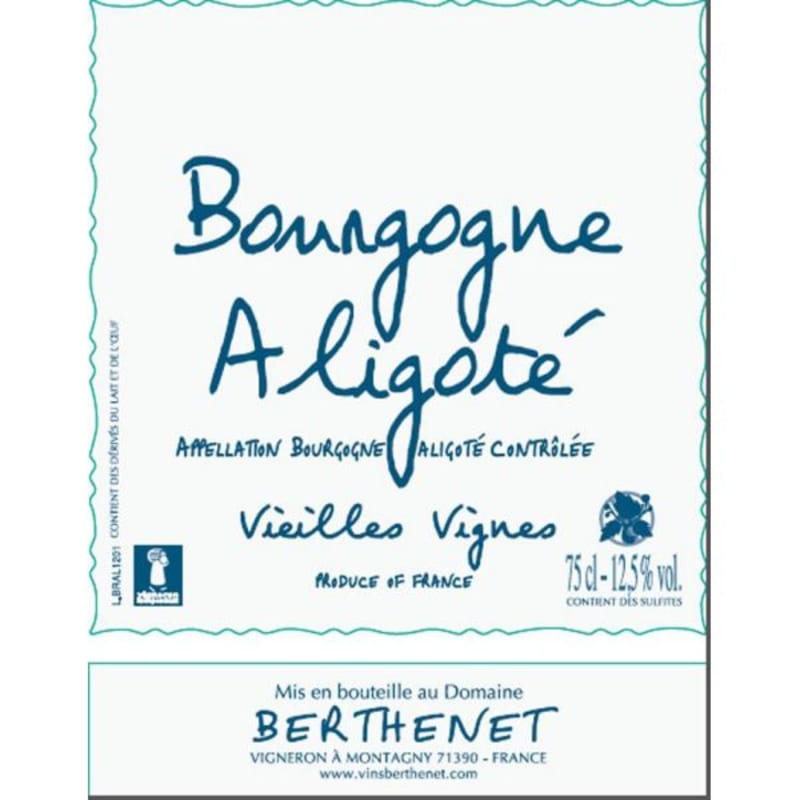 Domaine Berthenet Bourgogne Aligote Vieilles Vignes 2014 Front Label