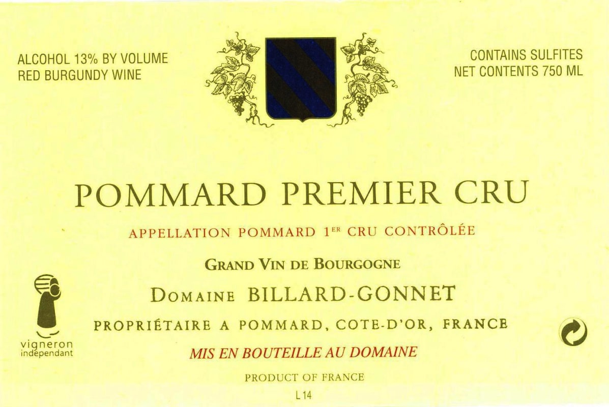 Billard-Gonnet Pommard Premier Cru 2008 Front Label
