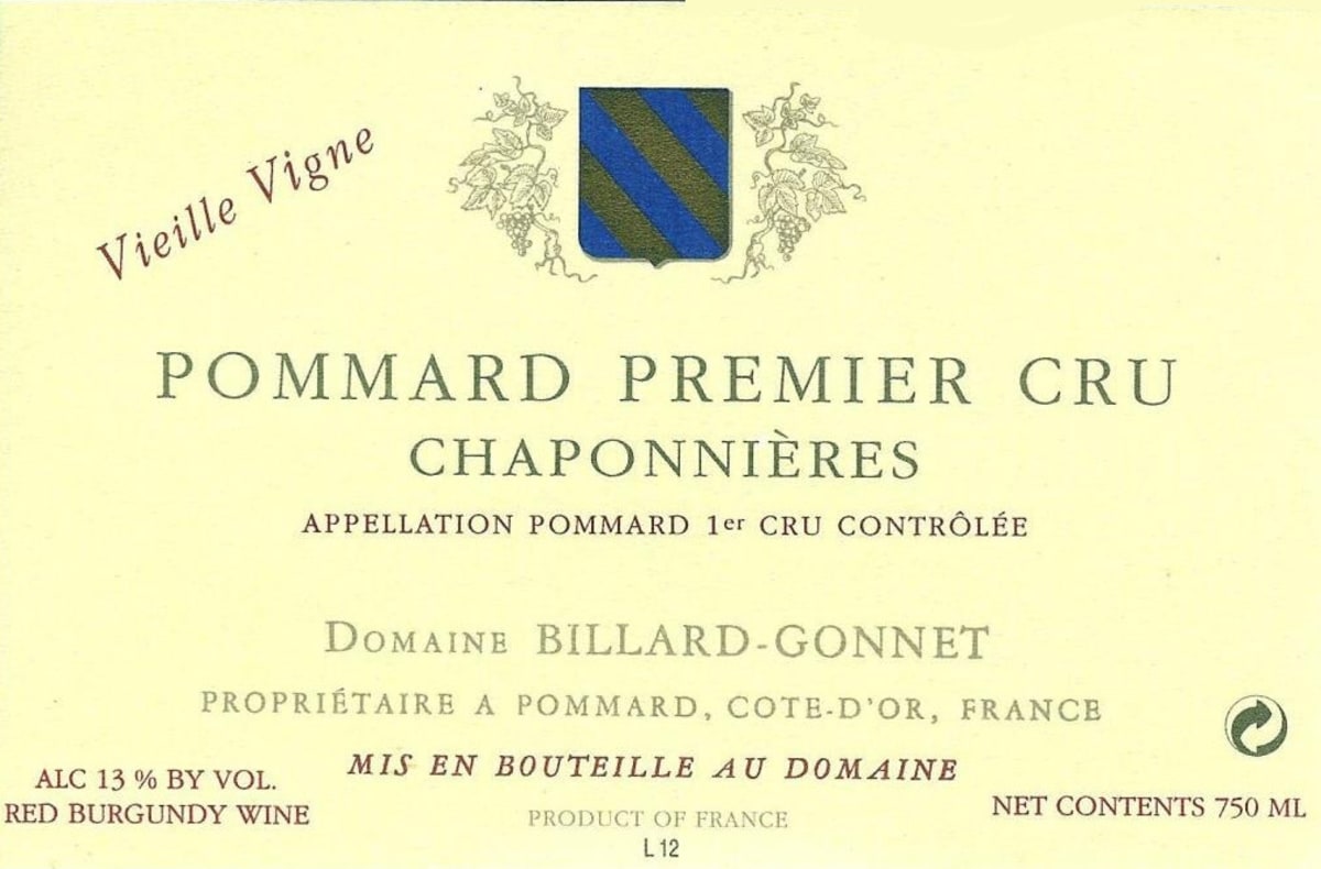 Billard-Gonnet Pommard Chaponnieres Vieilles Vignes Premier Cru 2007 Front Label