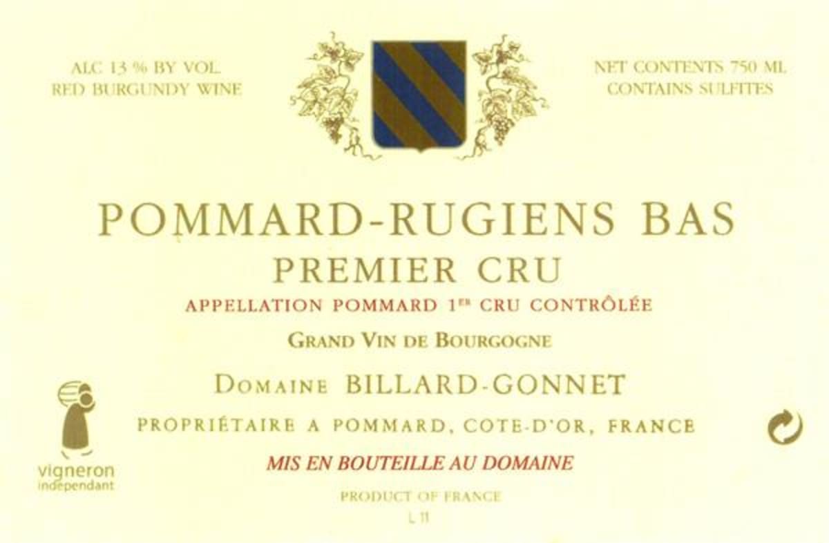 Billard-Gonnet Pommard Bas Rugiens Premier Cru 2011 Front Label