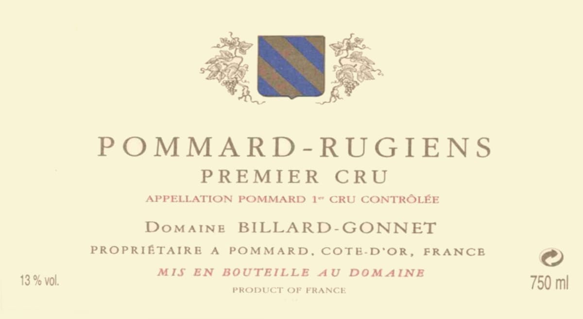 Billard-Gonnet Pommard Bas Rugiens Premier Cru 2002 Front Label