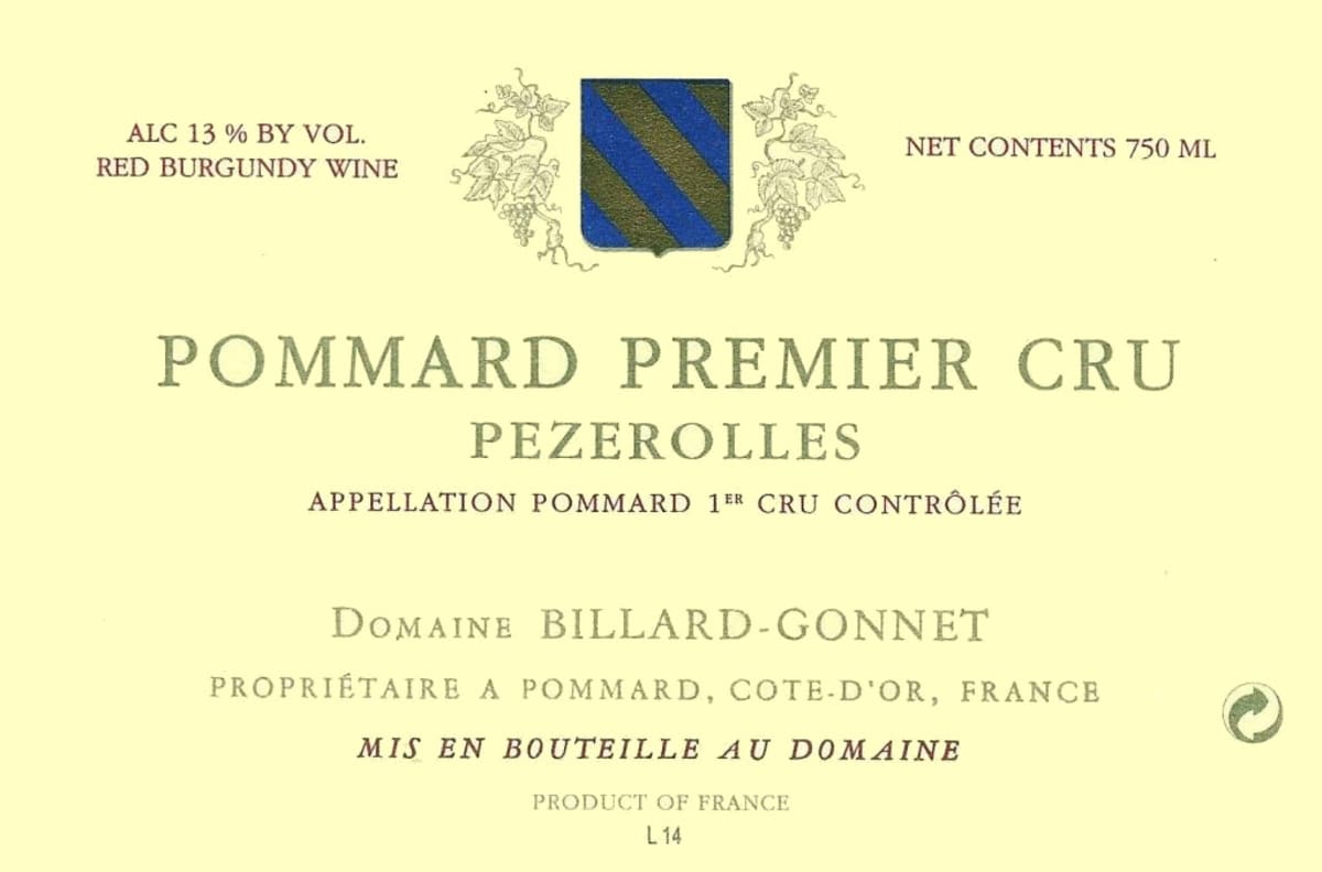 Billard-Gonnet Pommard Les Pezerolles Premier Cru 2013 Front Label