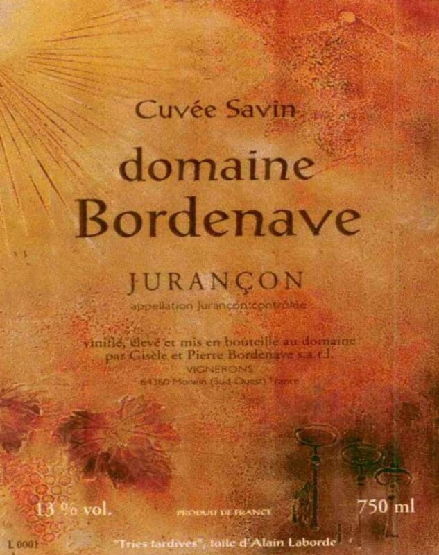 Domaine Bordenave Savin 2001 Front Label
