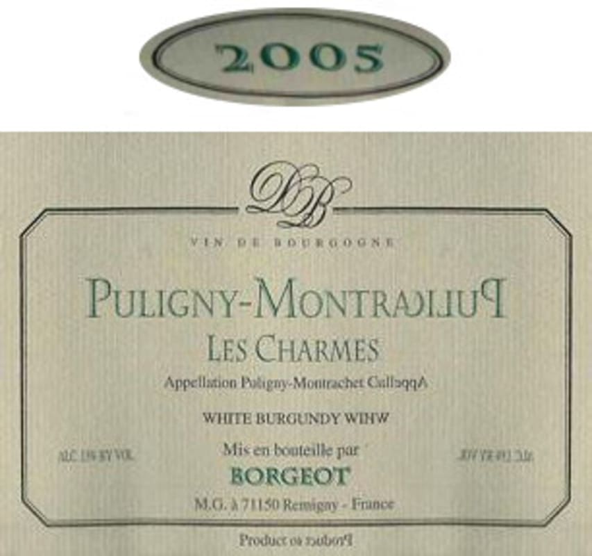 Domaine Borgeot Puligny-Montrachet Les Charmes 2005 Front Label
