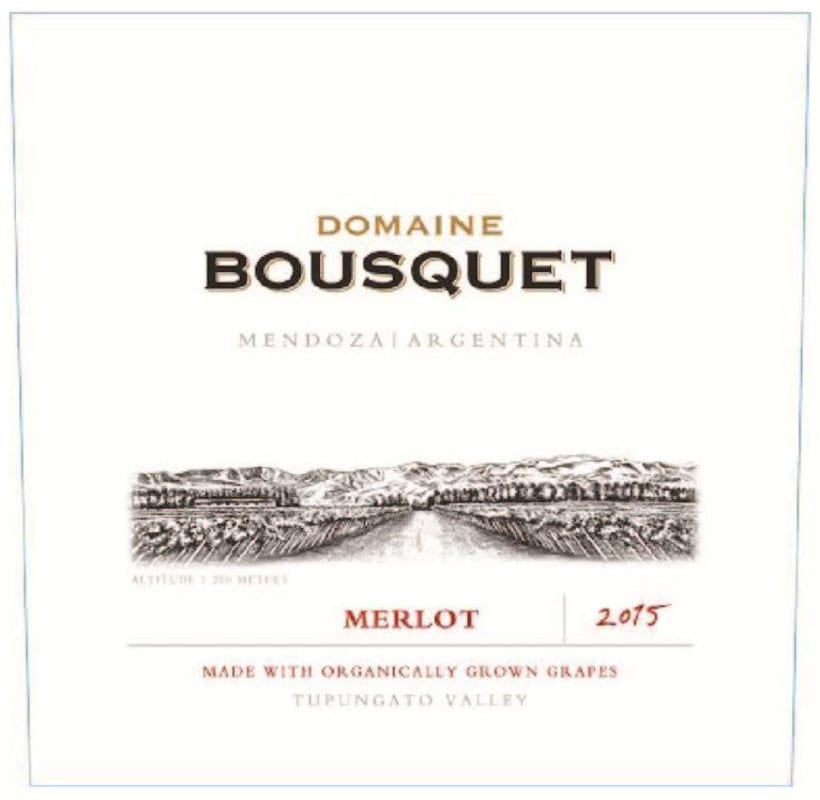Domaine Bousquet Organic Merlot 2015 Front Label