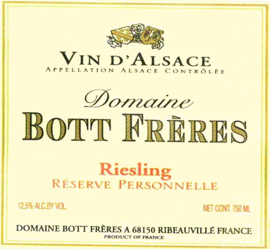 Domaine Bott Freres Personnelle Reserve Riesling 2006 Front Label