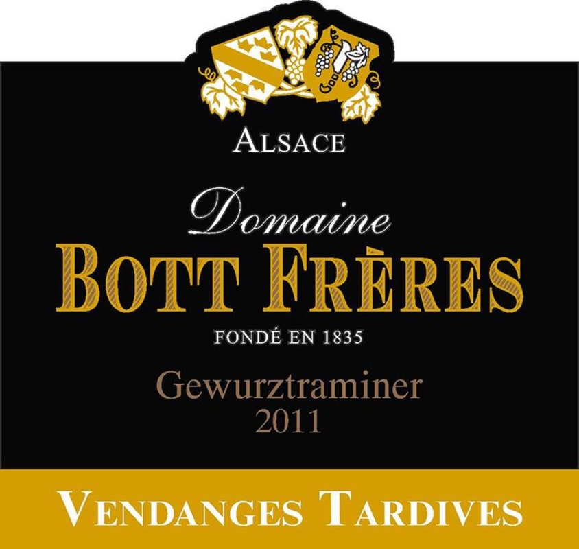 Domaine Bott Freres Vendange Tardive Gewurztraminer 2011 Front Label