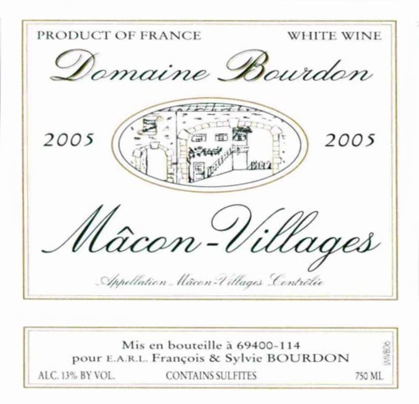 Domaine Bourdon Macon-Villages 2005 Front Label