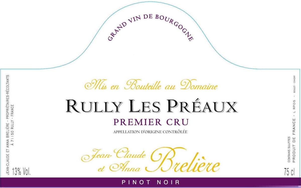 Domaine Breliere Rully Les Preaux Premier Cru 2007 Front Label