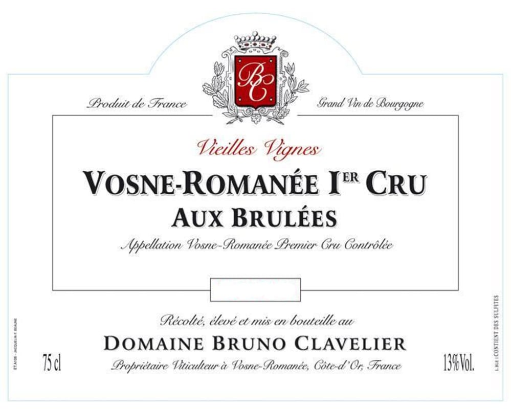 Domaine Bruno Clavelier Vosne-Romanee Aux Brulees Premier Cru 2006 Front Label