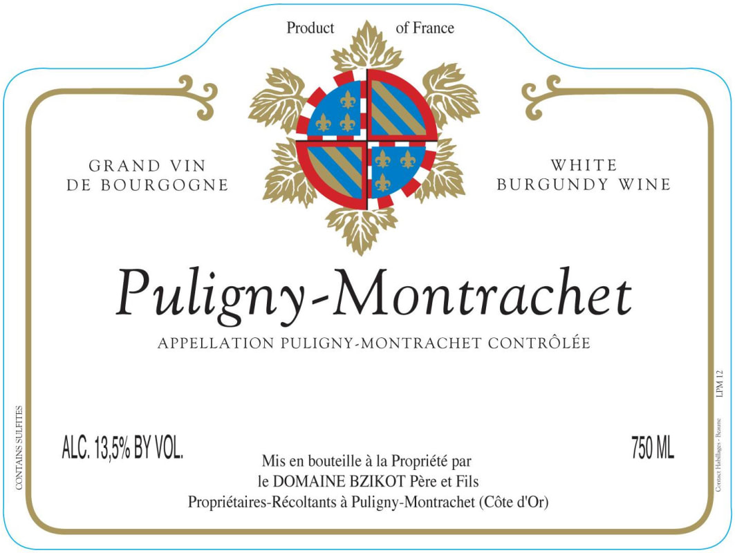 Domaine Bzikot Puligny-Montrachet 2013 Front Label