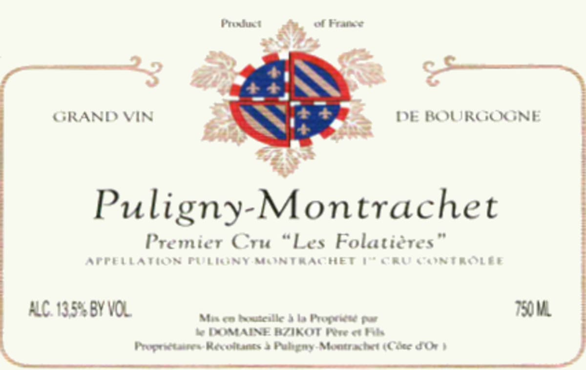 Domaine Bzikot Puligny-Montrachet Les Folatieres Premier Cru 2009 Front Label