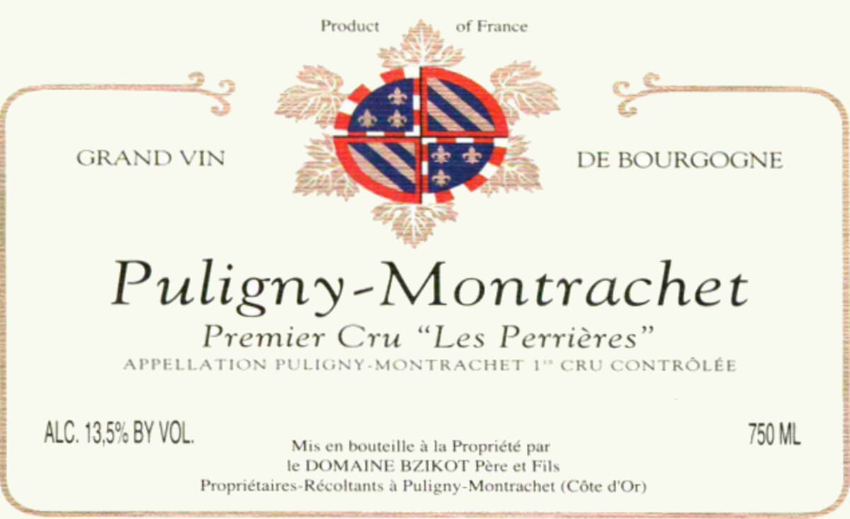 Domaine Bzikot Puligny-Montrachet Les Perrieres Premier Cru 2009 Front Label
