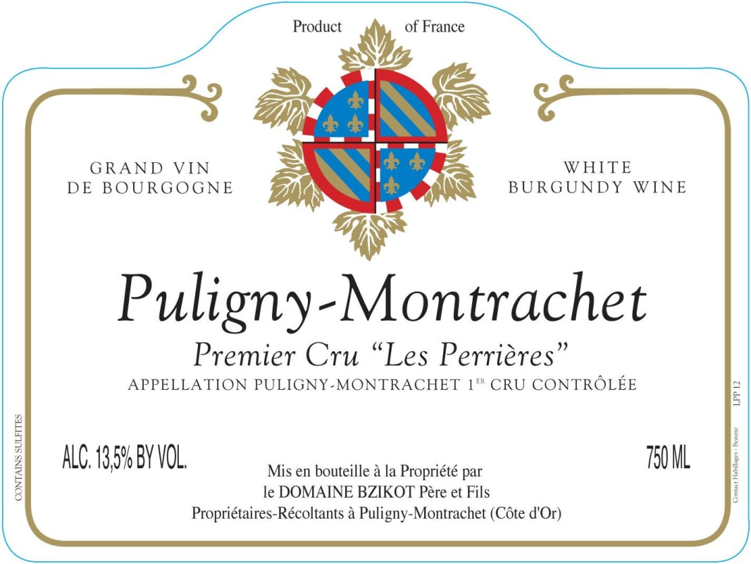 Domaine Bzikot Puligny-Montrachet Les Perrieres Premier Cru 2013 Front Label
