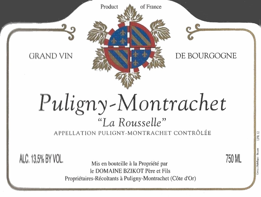 Domaine Bzikot Puligny-Montrachet La Rousselle 2013 Front Label