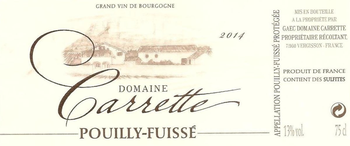 Domaine Carette Pouilly-Fuisse 2014 Front Label