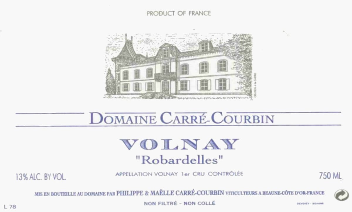 Pierre Baptiste Volnay Robardelle Premier Cru 2002 Front Label