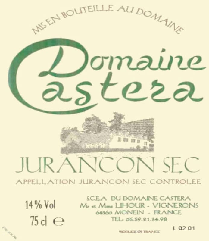 Domaine Castera Jurancon Sec 2011 Front Label