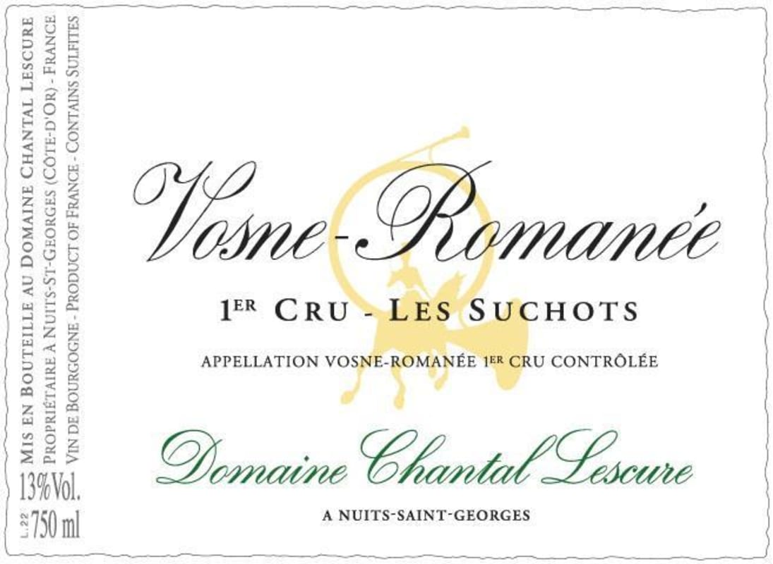 Dom. Chantal Lescure Vosne-Romanee Les Suchots Premier Cru 2012 Front Label