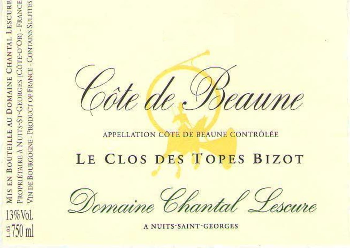 Dom. Chantal Lescure Cote de Beaune Le Clos des Topes de Bizot Rouge 2006 Front Label