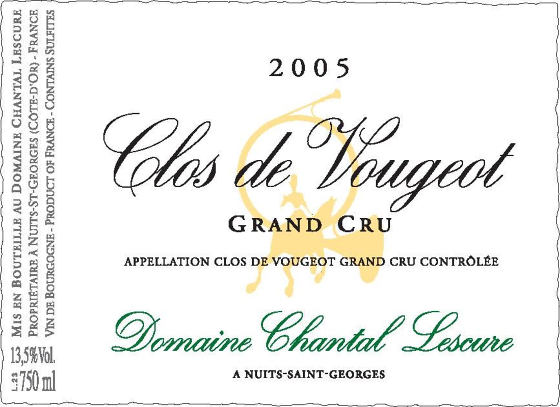 Dom. Chantal Lescure Clos de Vougeot Grand Cru 2005 Front Label