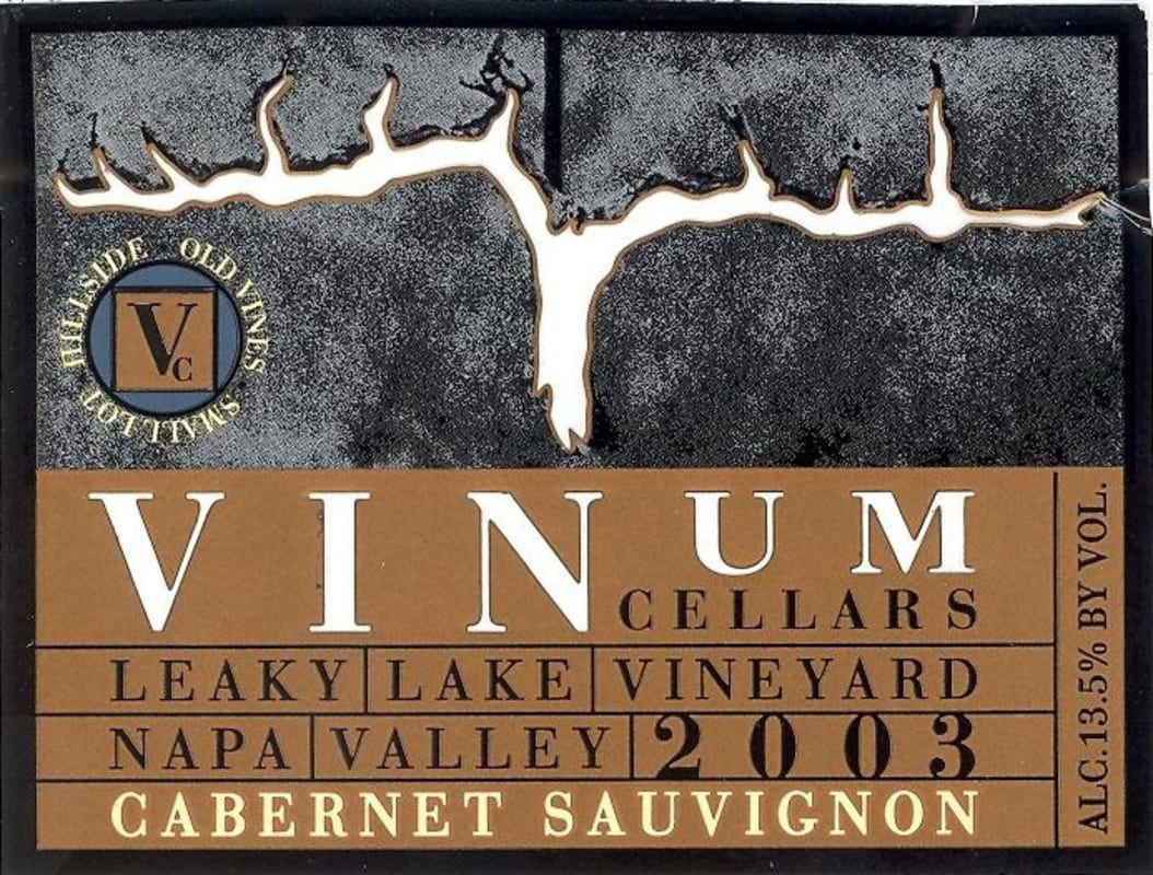 Vinum Cellars Leaky Lake Vineyard Cabernet Sauvignon 2003 Front Label