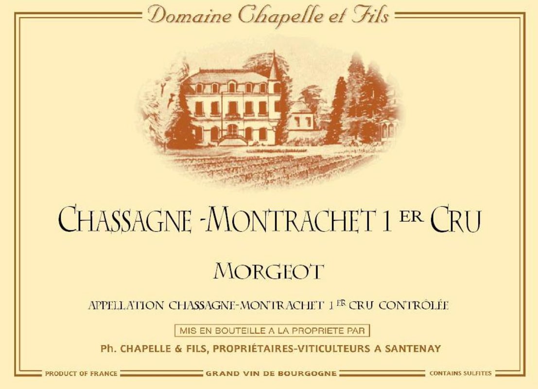 Domaine Chapelle Chassagne-Montrachet Morgeot Premier Cru 2013 Front Label