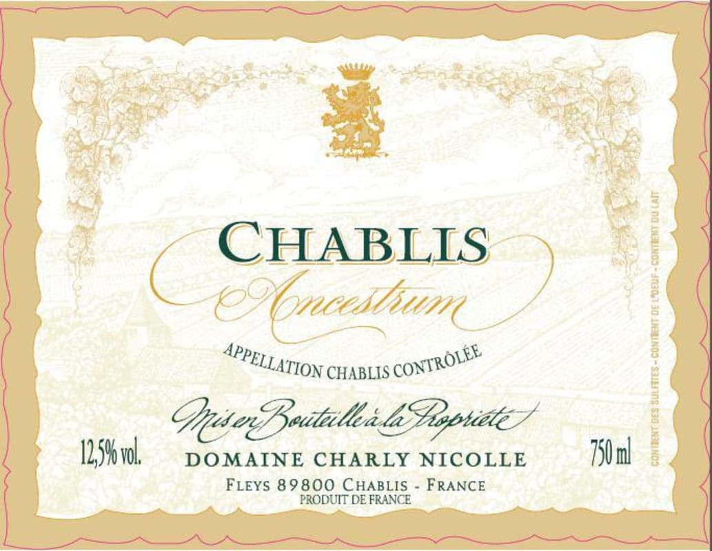 Domaine Charly Nicolle Chablis Ancestrum 2013 Front Label