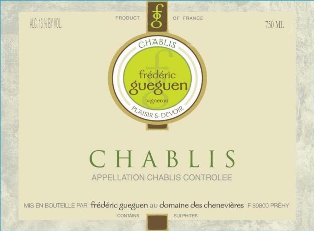 Domaine Chenevieres Chablis 2013 Front Label