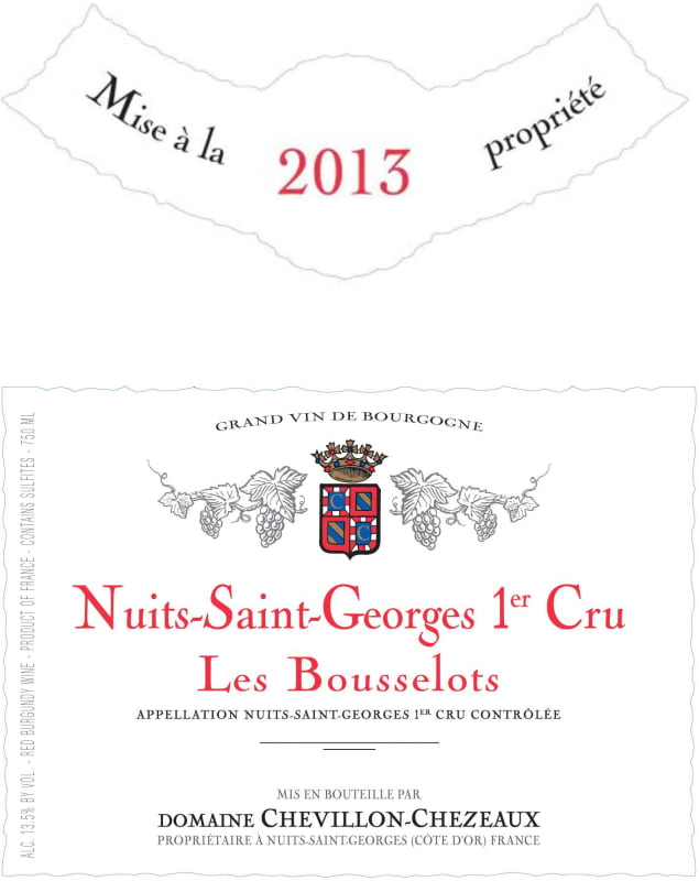 Domaine Chevillon-Chezeaux Nuits-Saint-Georges Les Bousselots Premier Cru 2013 Front Label