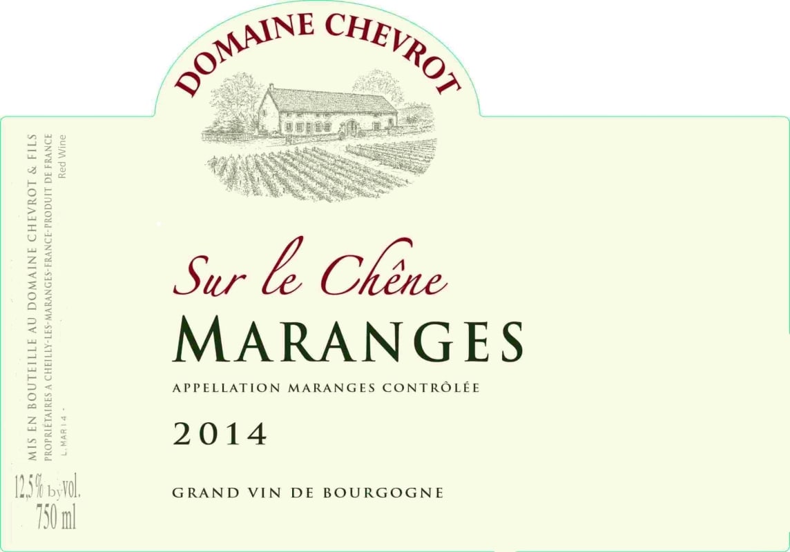 Domaine Chevrot et Fils Maranges Sur Le Chene Rouge 2014 Front Label