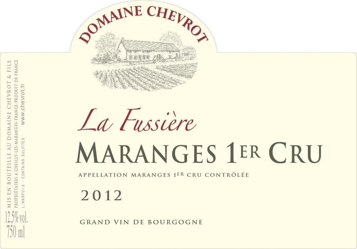 Domaine Chevrot et Fils Maranges La Fussiere Premier Cru 2012 Front Label