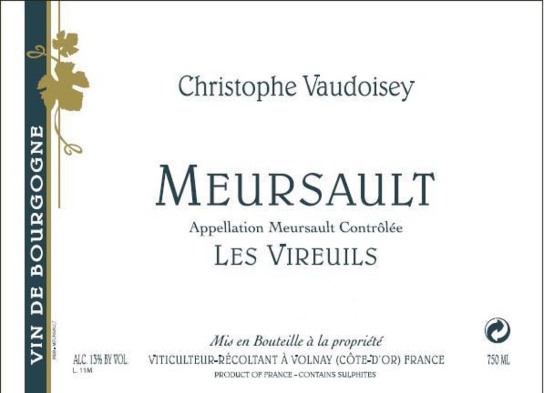 Domaine Christophe Vaudoisey Meursault Les Vireuils 2014 Front Label