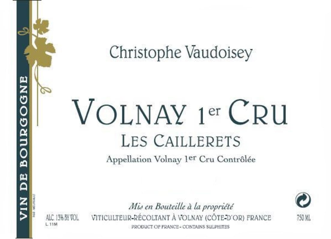 Domaine Christophe Vaudoisey Volnay Les Caillerets Premier Cru 2013 Front Label