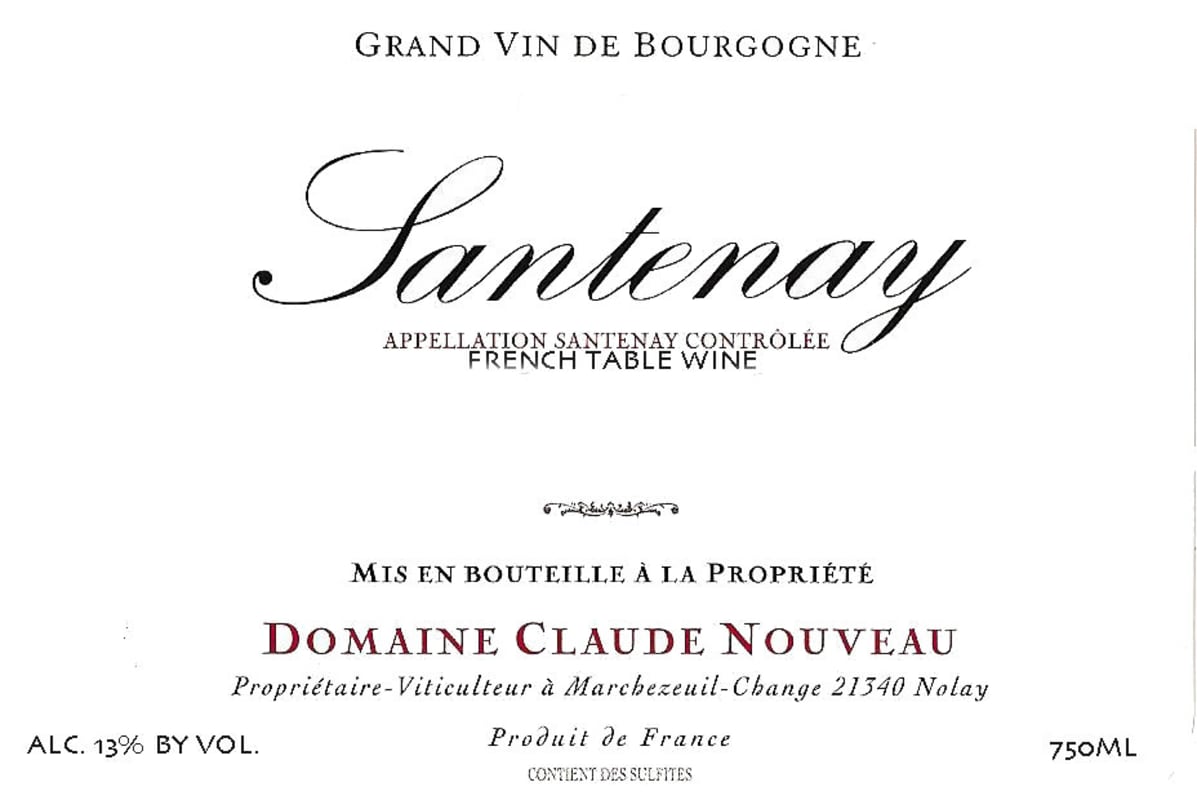 Domaine Claude Nouveau Santenay 2008 Front Label