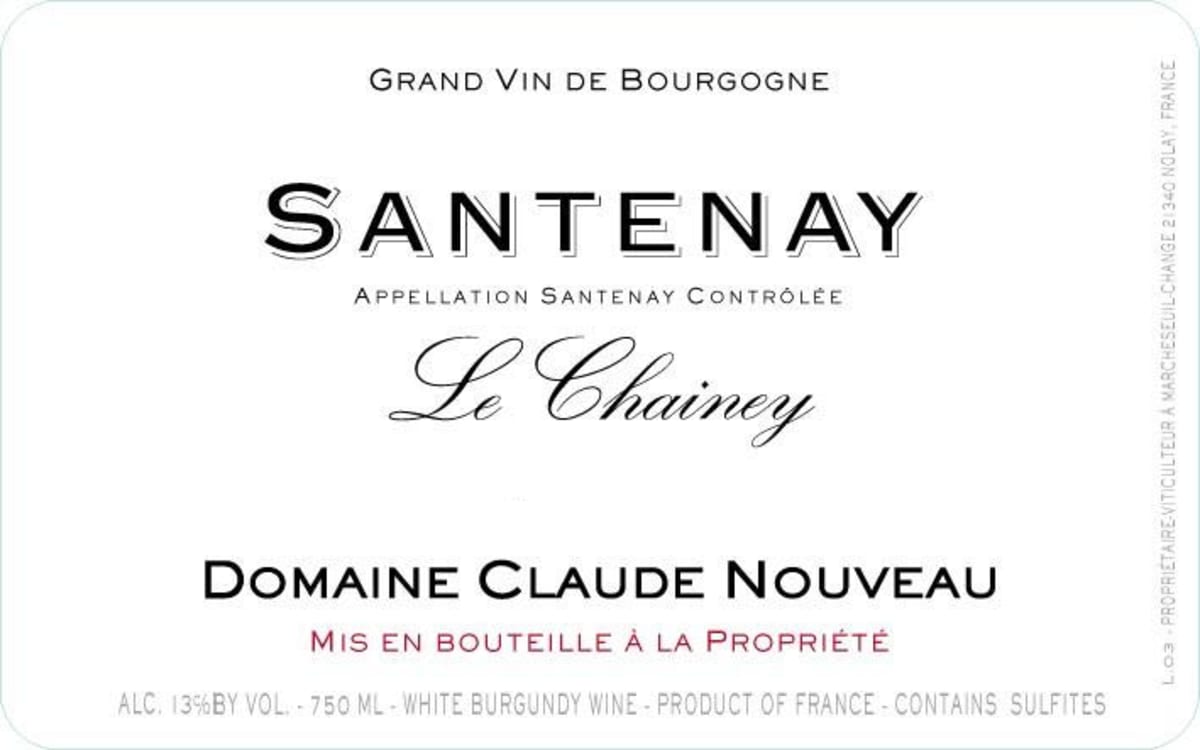 Domaine Claude Nouveau Santenay Le Chainey 2013 Front Label