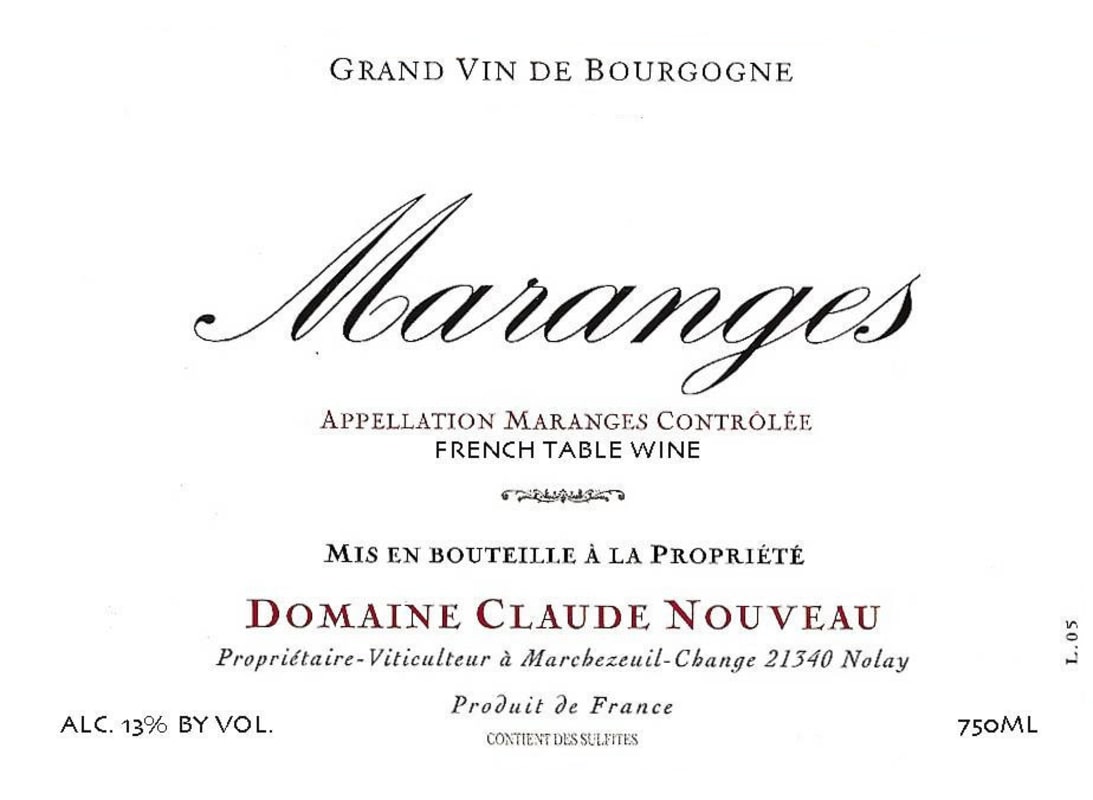 Domaine Claude Nouveau Maranges 2006 Front Label