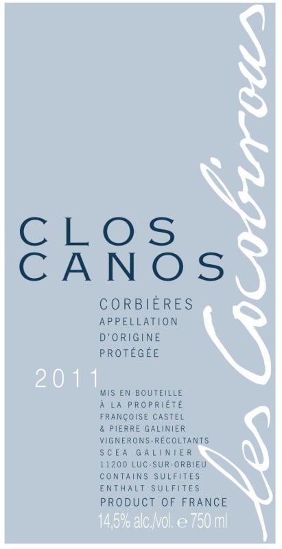 Domaine Clos Canos Corbieres Les Cocobirous 2011 Front Label