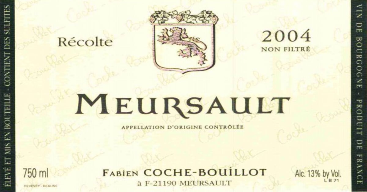 Domaine Coche-Bizouard Meursault 2004 Front Label