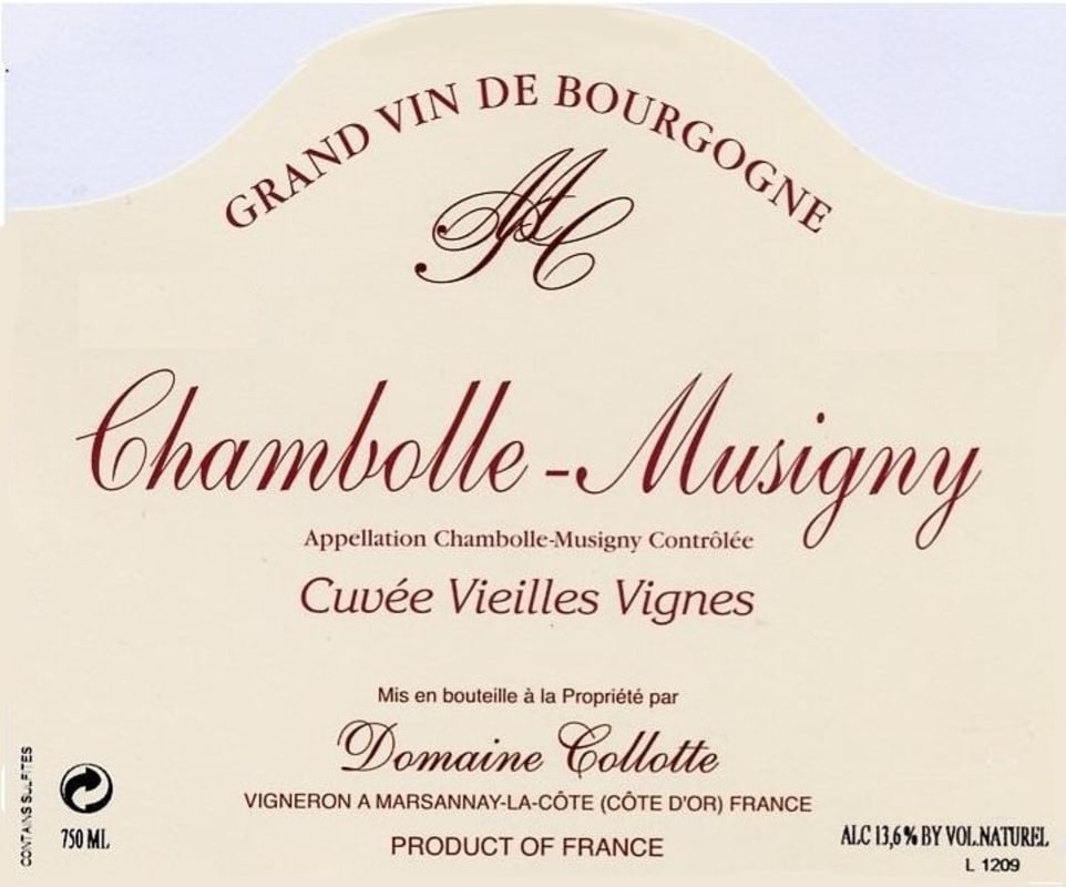 Domaine Collotte Chambolle-Musigny Cuvee Vieilles Vignes 2011 Front Label