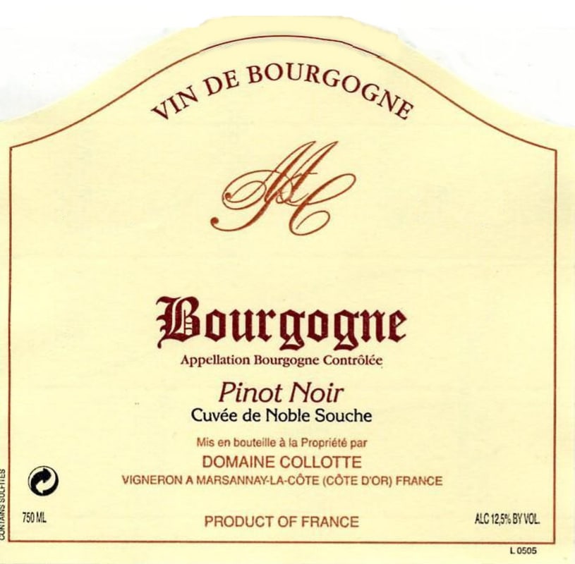 Domaine Collotte Bourgogne Cuvee de Noble Souche 2013 Front Label