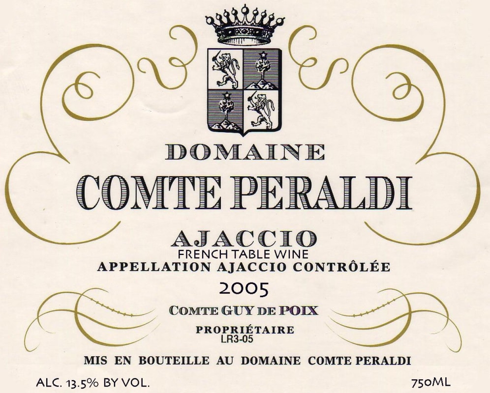 Domaine Comte Peraldi Ajaccio Clos du Cardinal Rouge 2005 Front Label