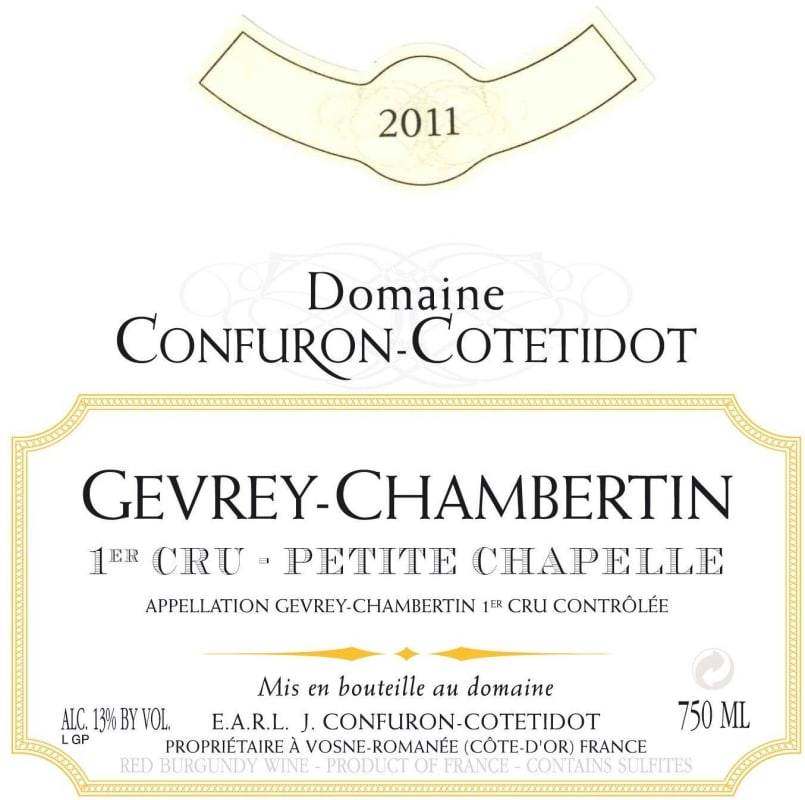Domaine Confuron-Cotetidot Gevrey-Chambertin Petite Chapelle Premier Cru 2011 Front Label