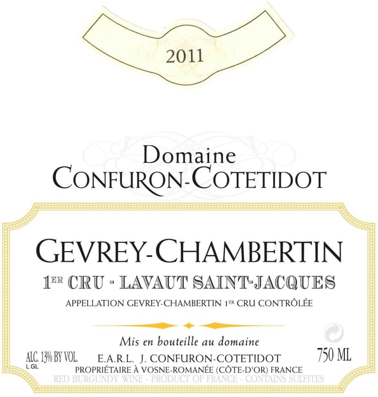 Domaine Confuron-Cotetidot Gevrey-Chambertin Lavaut Saint-Jacques Premier Cru 2011 Front Label