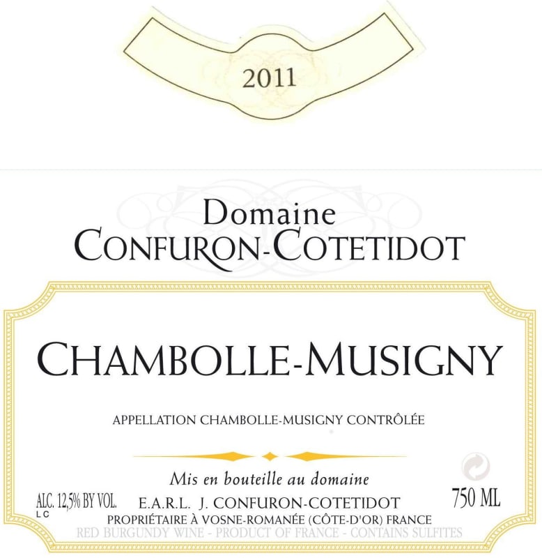 Domaine Confuron-Cotetidot Chambolle-Musigny 2011 Front Label