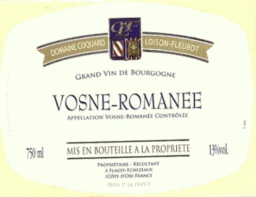 Domaine Coquard-Loison-Fleurot Vosne-Romanee 2014 Front Label
