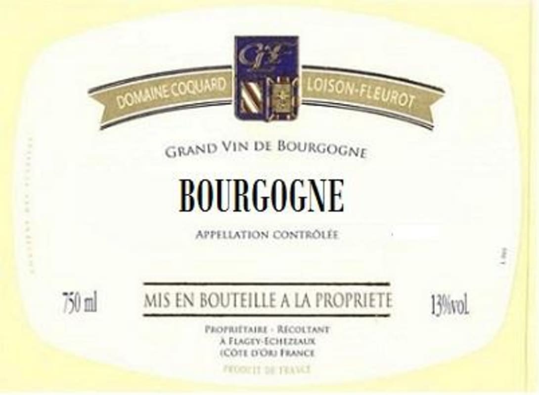 Domaine Coquard-Loison-Fleurot Bourgogne Rouge 2012 Front Label