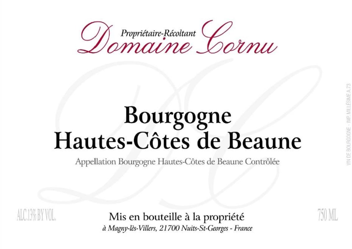 Domaine Cornu-Camus Bourgogne Hautes-Cotes de Beaune 2014 Front Label