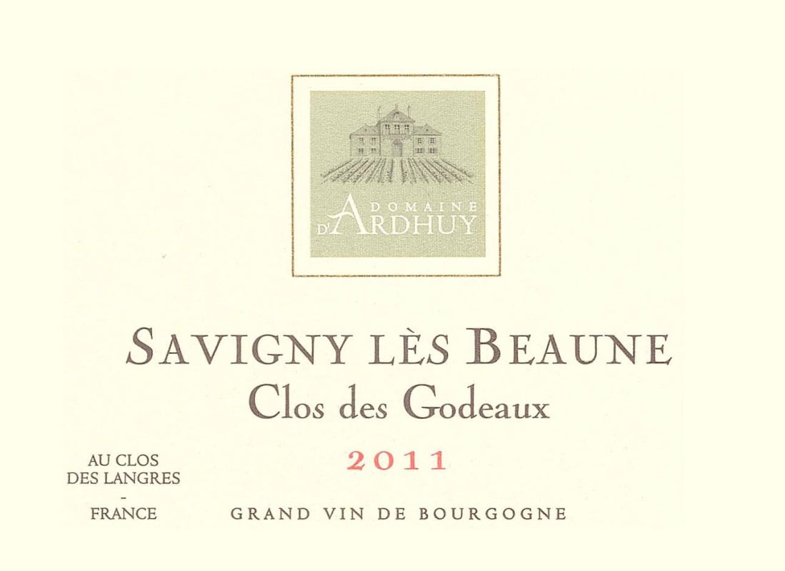 Domaine d'Ardhuy Savigny les Beaune Clos des Godeaux 2011 Front Label